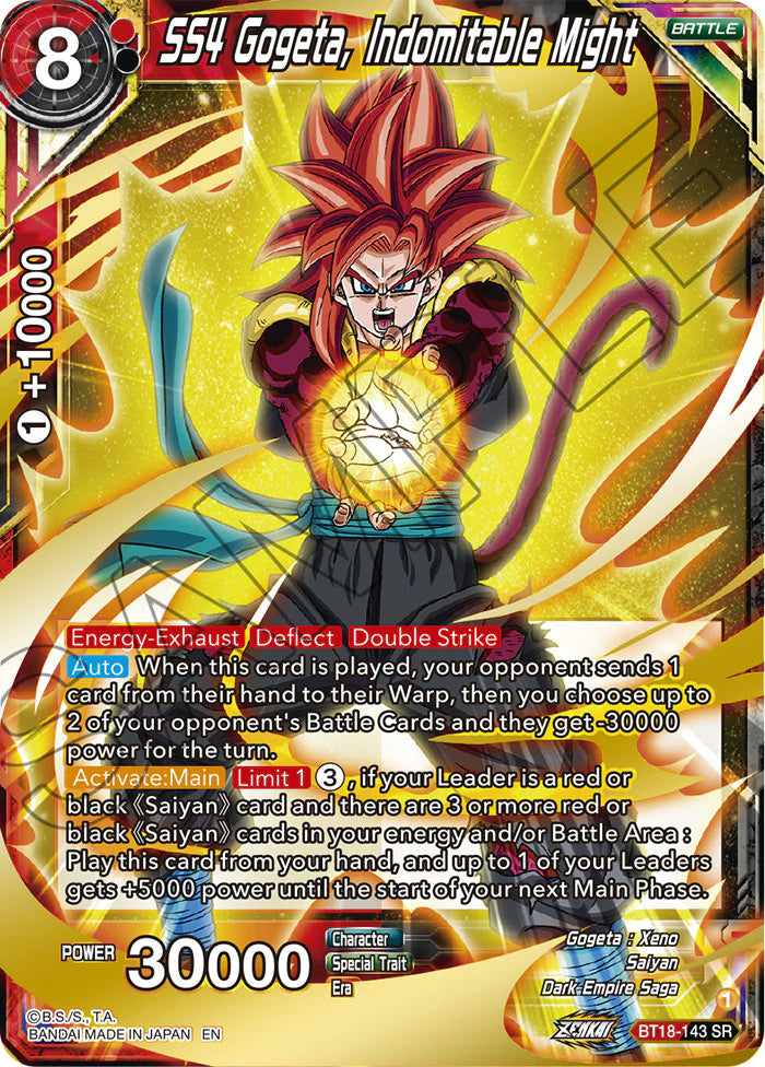 BT18-143 - SS4 Gogeta, Indomitable Might - Super Rare