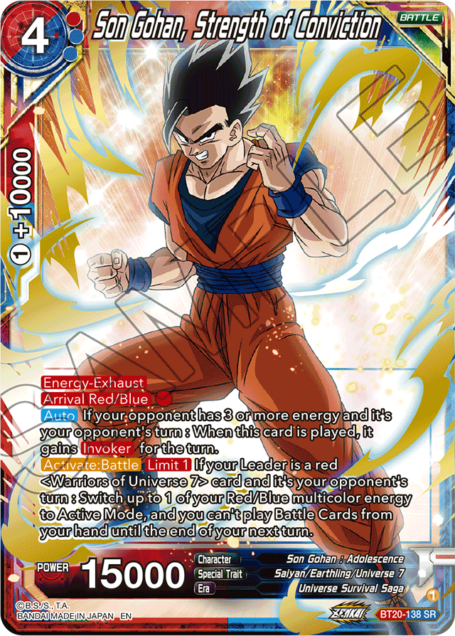 BT20-138 - Son Gohan, Strength of Conviction - Super Rare