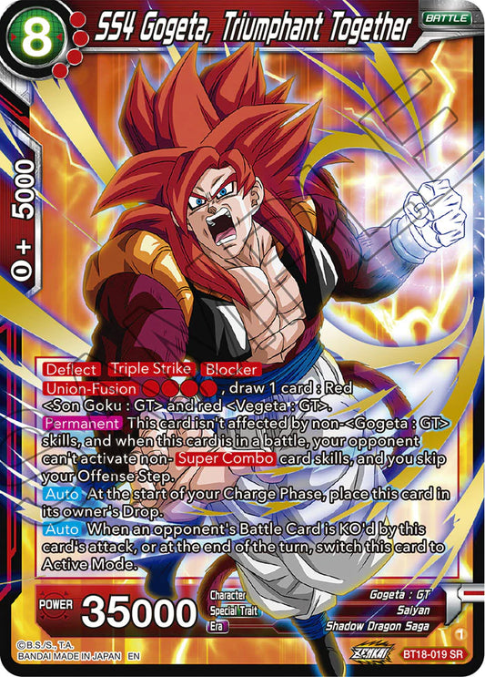 BT18-019 - SS4 Gogeta, Triumphant Together - Super Rare